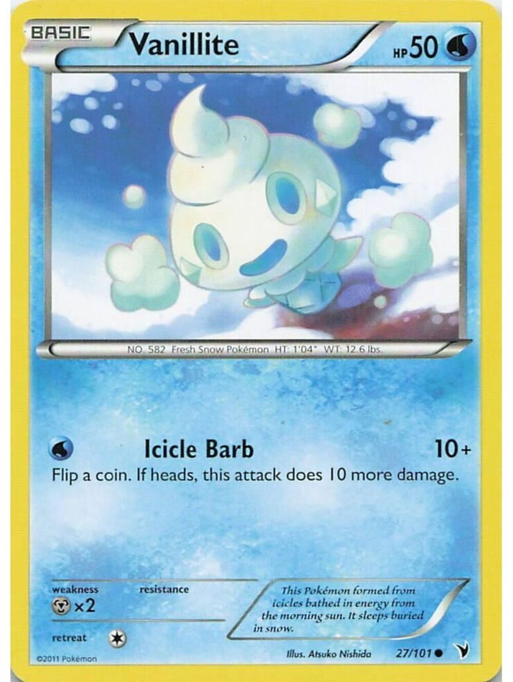 Common Pokemon TCG 2011 Vanillite NM NVI